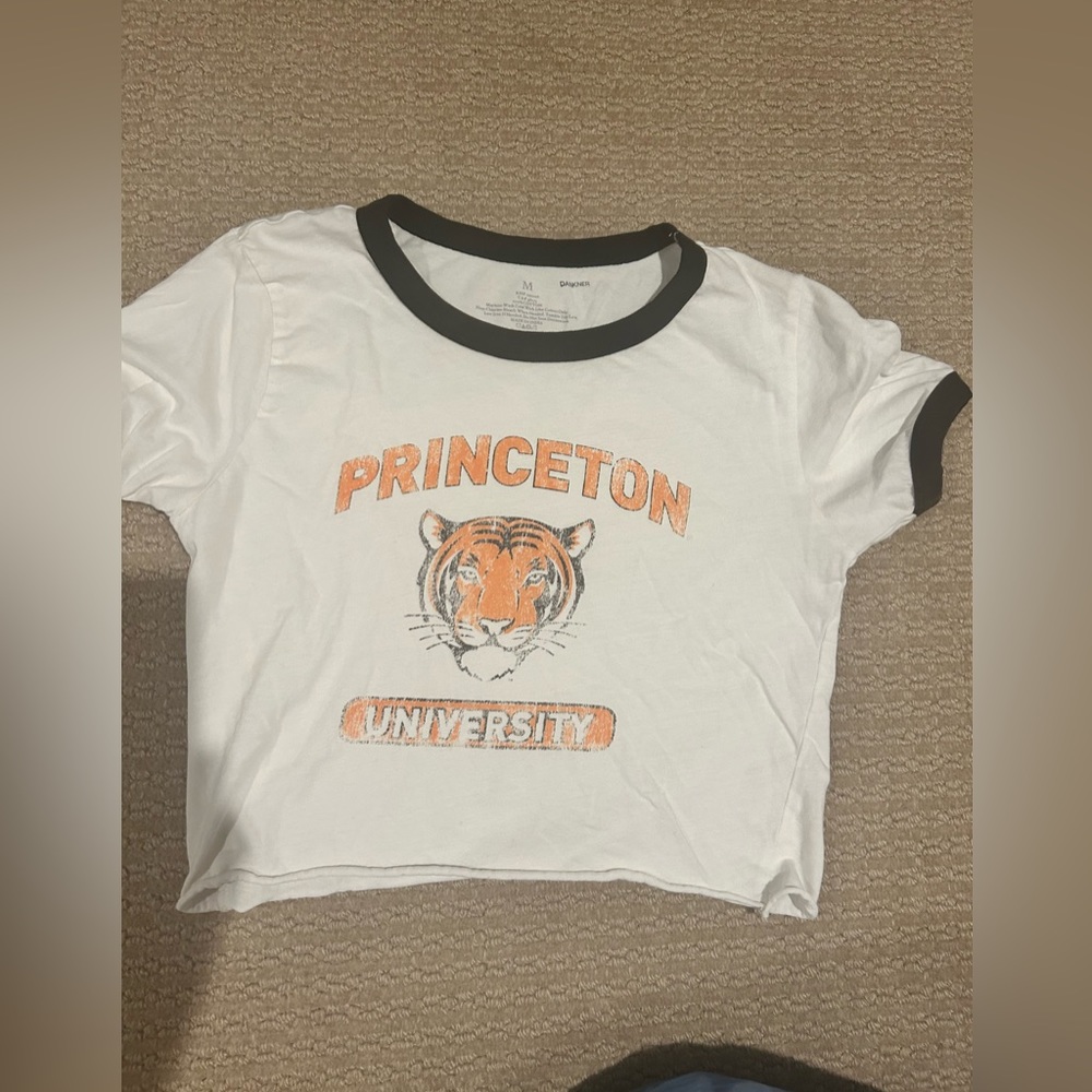 junior girls, white crop t shirt, Princeton Tigers